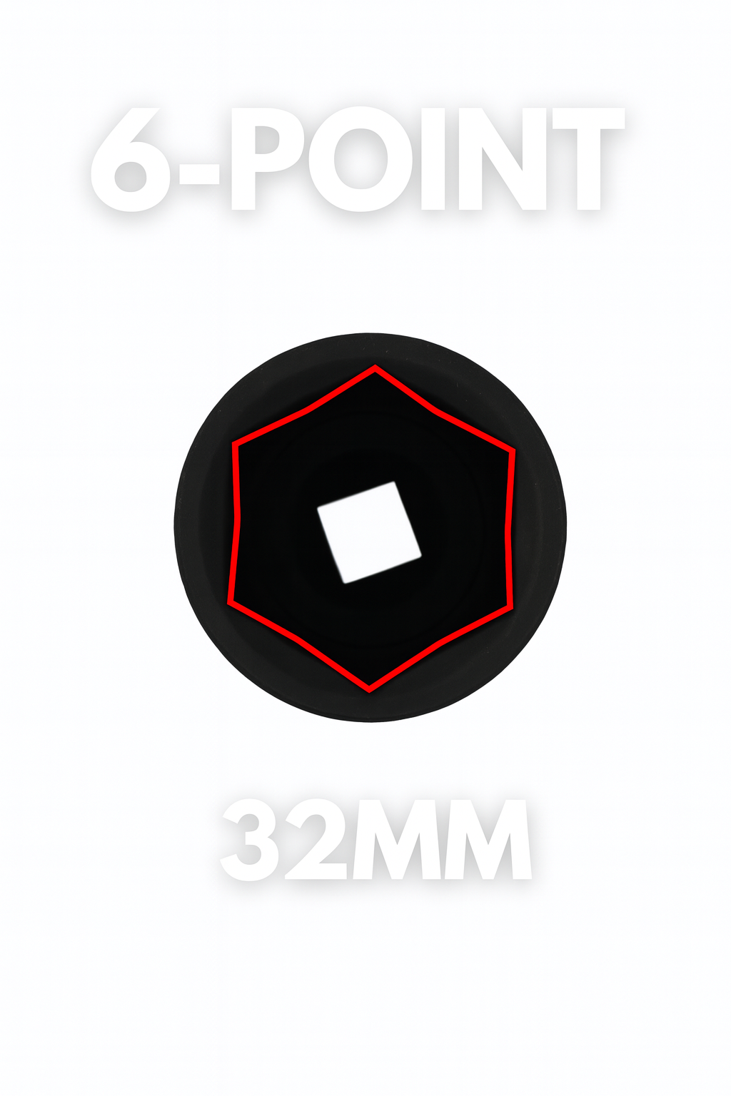 32mm 6-Point Axle Nut Impact Socket 1/2" Drive CR-MO Steel Black Finish