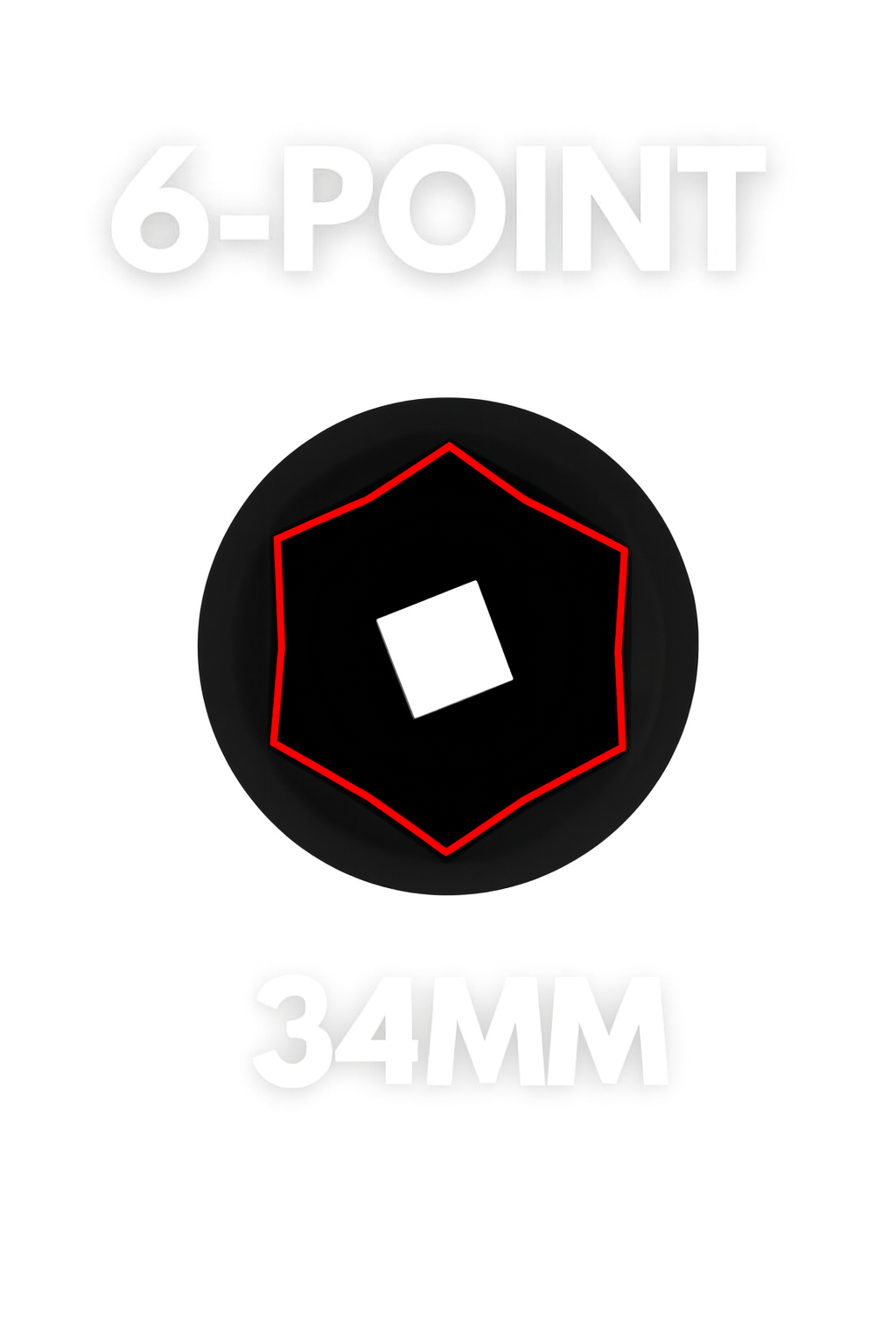 34mm 6-Point Axle Nut Impact Socket 1/2" Drive CR-MO Steel Black Finish