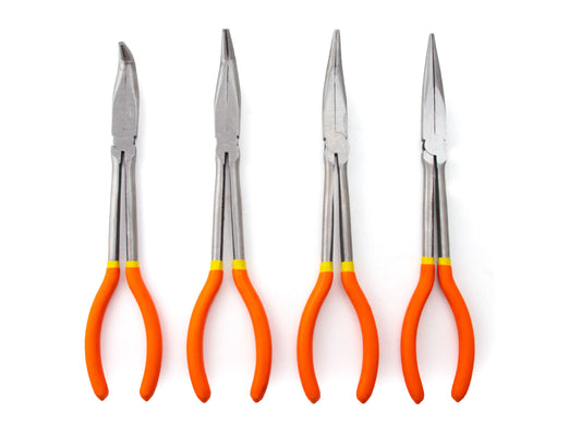 4pc Long Reach Plier 11" inch Mechanics Electricians Craft & Hobby Tool Set