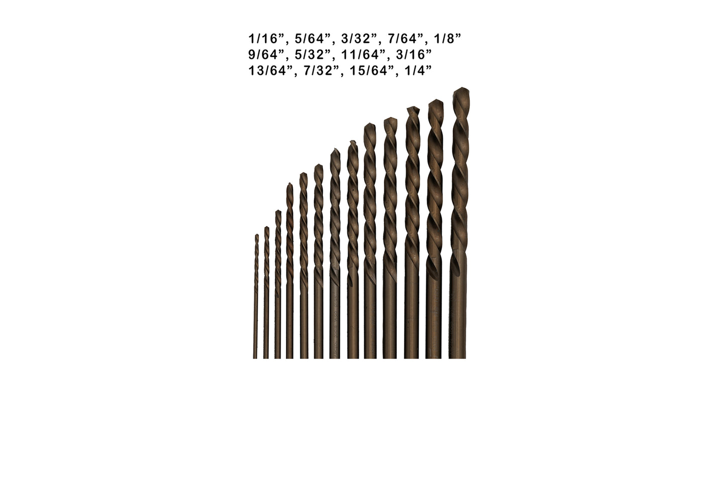 13pc Cobalt Coated HSS Twist Jobber Drill Bit Set for Hardened Metal, Wood