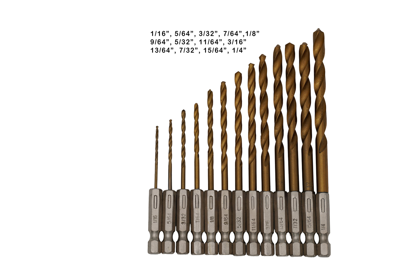 🔧 13pc Quick‑Change Hex Shank Titanium Drill Bit Set | 1/16"–1/4" Sizes | Durable HSS Construction