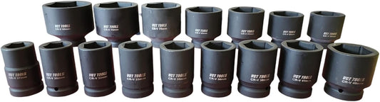 16‑Piece 1" Drive Metric Deep Impact Socket Set (27mm – 80mm)