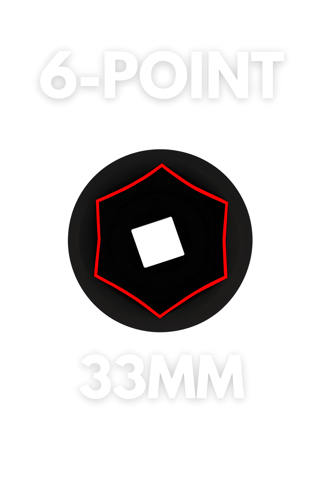 33mm 6-Point Axle Nut Impact Socket  1/2" Drive CR-MO Steel Black Finish