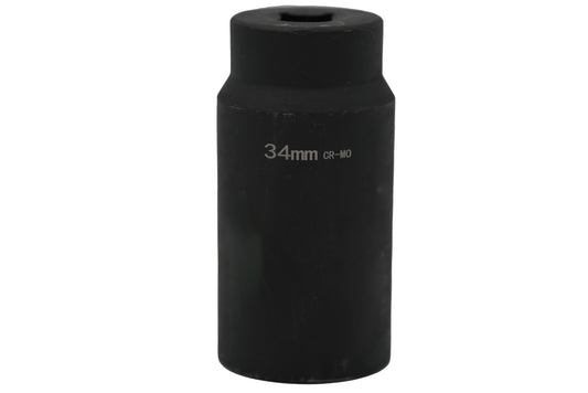 34mm 6-Point Axle Nut Impact Socket 1/2" Drive CR-MO Steel Black Finish