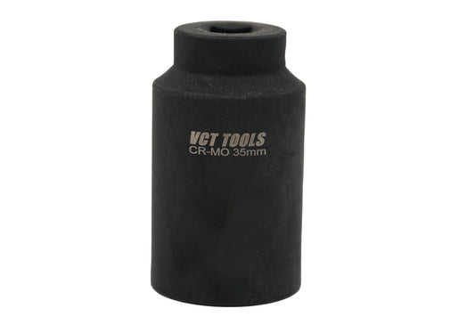 35mm 6-Point Axle Nut Impact Socket 1/2" Drive CR-MO Steel Black Finish