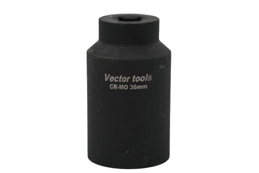 36mm 6-Point Axle Nut Impact Socket 1/2" Drive CR-MO Steel Black Finish