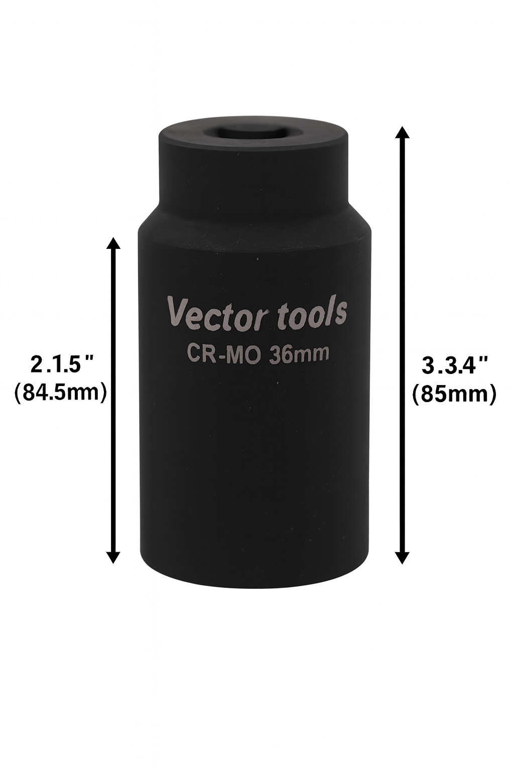 36mm 6-Point Axle Nut Impact Socket 1/2" Drive CR-MO Steel Black Finish