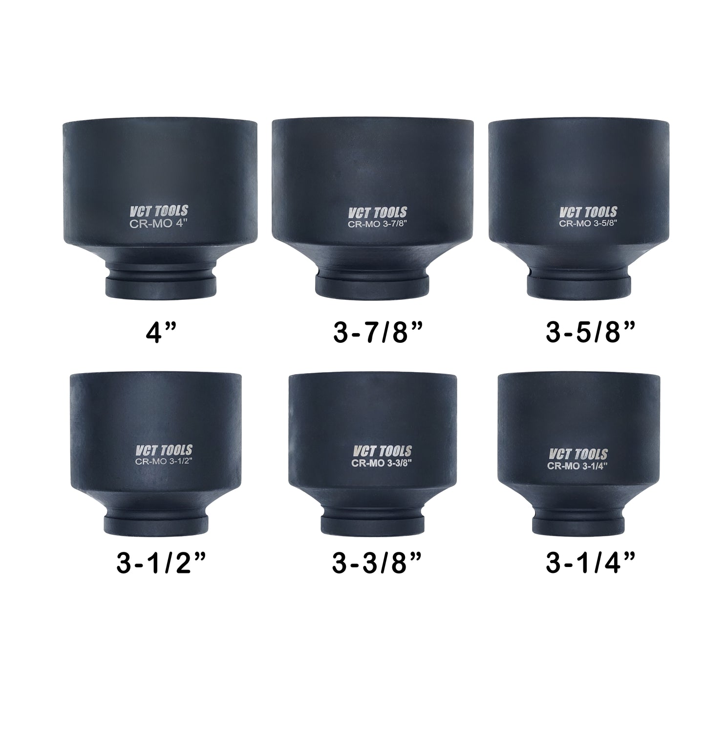 6‑Piece 1" Drive Jumbo SAE Deep Impact Socket Set (3‑1/4" to 4")